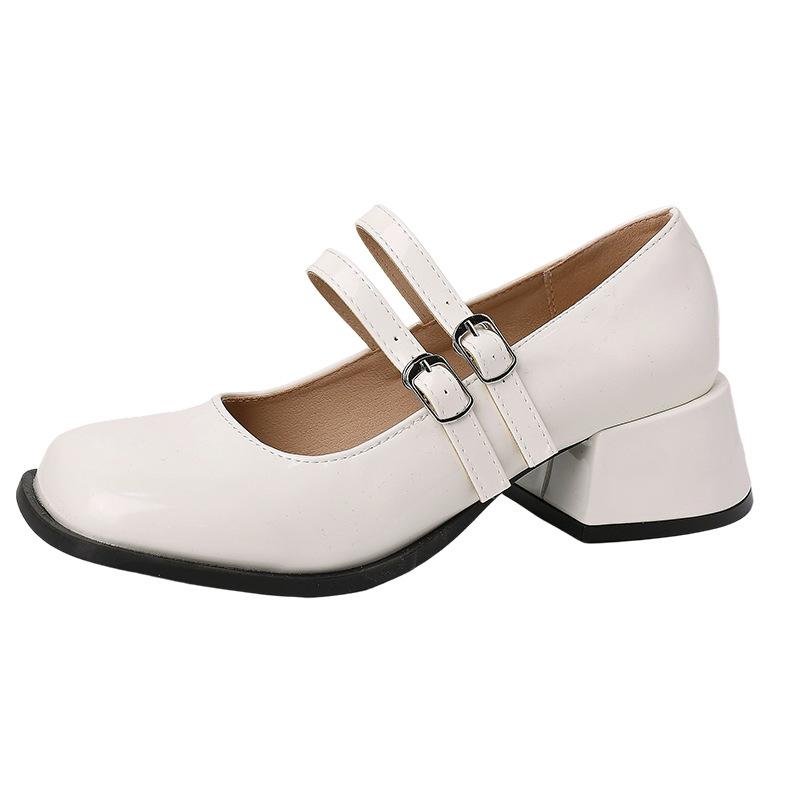 Модные нежные туфли Мэри Джейн с квадратным носком и неглубоким вырезом, женские новые темпераментные туфли на толстом каблуке в ретро-стиле, тренд