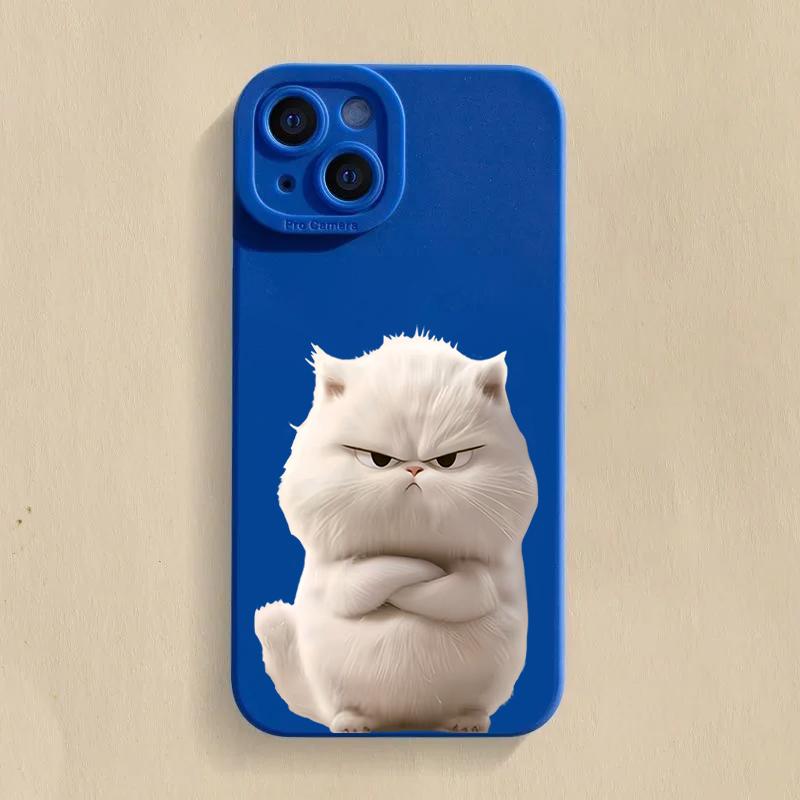Funny Cool Cat Silicone Phone Case For iPhone 16 15 14 13 12 11 17 Pro Max 15 Pro XS XR X 8 16 Plus Shockproof Matte Soft Cover