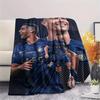 1Pc C Ronaldo Print Flannel Blanket, High quality Comfortable for All Seasons, Home Decor, Warmth and Comfort, Perfect for Christmas GiftS