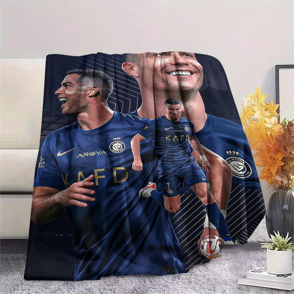 1Pc C Ronaldo Print Flannel Blanket, High quality Comfortable for All Seasons, Home Decor, Warmth and Comfort, Perfect for Christmas GiftS