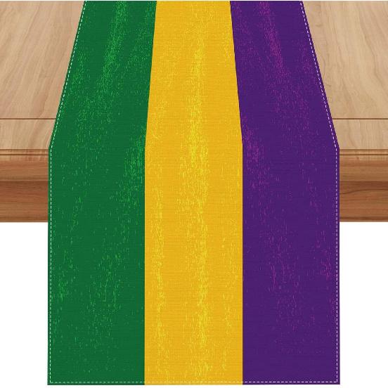 Jiudungs Linen Mardi Gras Table Runner 72 Inches Long Mardi Gras Table Decor New Orleans Mardi Gras Brazil Carnival Decoration and Supplies for Home