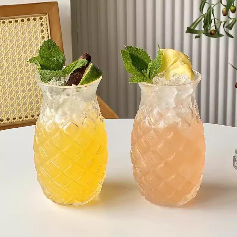 480 ML Pineapple Shaped Glass Cup Transparent Coffee Mug Bar Supplies Cold Drink Cup Home