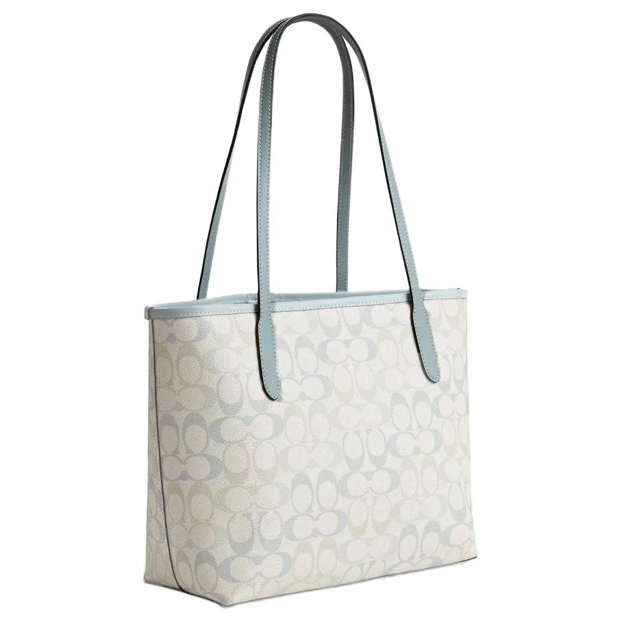 Coach City 26 Classic Print Logo Coated Canvas Tote Bag Women tote bags Blue CDZ09-SVYUA