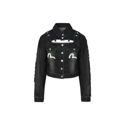 Fukushin SS24 Джинсовая куртка модная двухсекционная съемная с вышивкой чайки Женские куртки Черный 2ESHTW4DJ4004FFDN