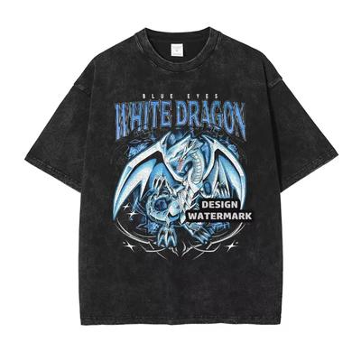 Washed Tee Anime Yu Gi Oh The Winged Dragon of Ra T Shirts Vintage Washed Tshirt Retro Streetwear Black Magician Tees Ma 4405