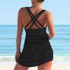 Women's Shoulder Strap Swimsuit Black Beautiful Back Swimsuit Print Bikini Tankini Swimsuit
