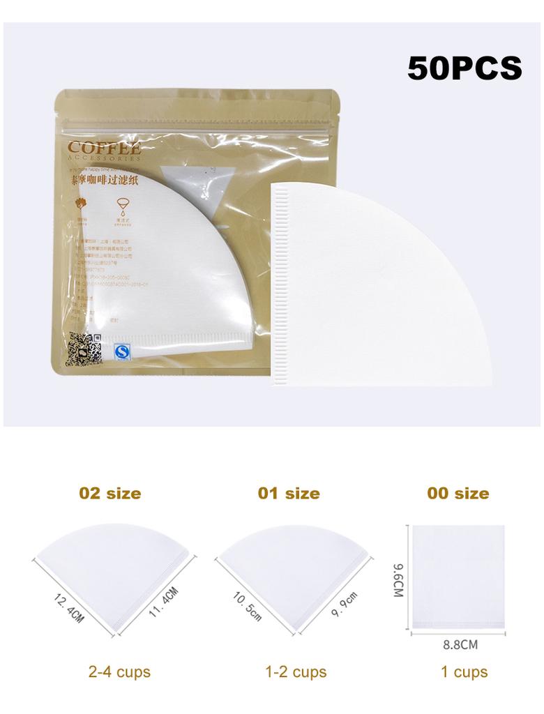 Фильтровальная бумага для кофе TIMEMORE 50 шт. Фильтры для кофе Pour Over Главная V-образная фильтровальная бумага Работа с конусной кофейной воронкой
