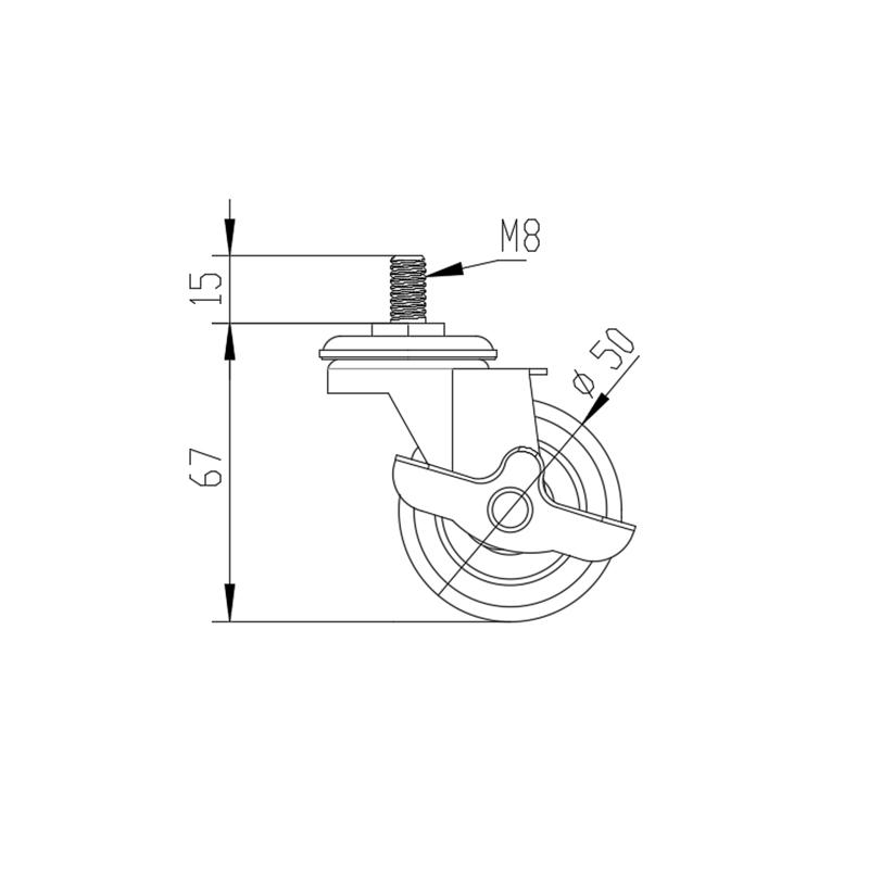 China Manufacturer 7183 M8 50mm Wheel Diameter Stem Swivel Casters Industrial for Moving Machine Robot Workbench M8 M10 M12