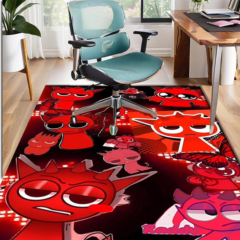 Sprunki Game Pattern Rug, Indoor/Outdoor Mat, for Picnic, Gameroom, Bedroom, Office, Living Room, Home Decor Carpet, Birthday Gift