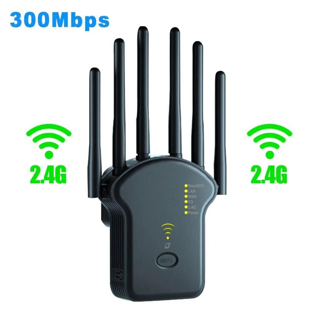 5G 1200 Мбит/с Беспроводной повторитель Wi-Fi Повторитель сигнала Wi-Fi 2,4G 5,8G Двухдиапазонный удлинитель Wi-Fi 6 антенн Сетевой усилитель WPS Маршрутизатор