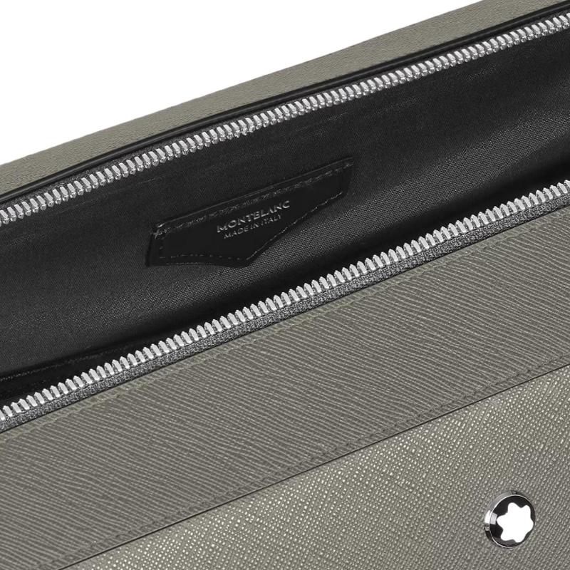 Montblanc Artisan Series Cross Pattern Printed Grain Leather Briefcase Medium Men briefcase Earth-Gray MB199358