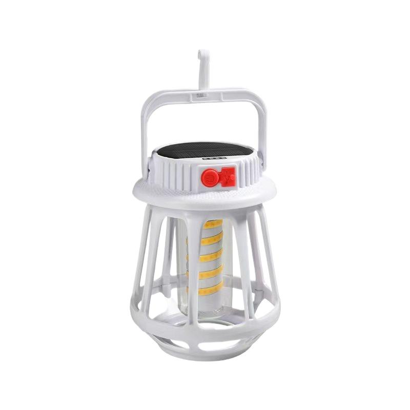 Solar Rechargeable Outdoor Camping Lantern with Strong Beam Flashlight Portable LED Spot Light for Tent Hiking Emergency Use