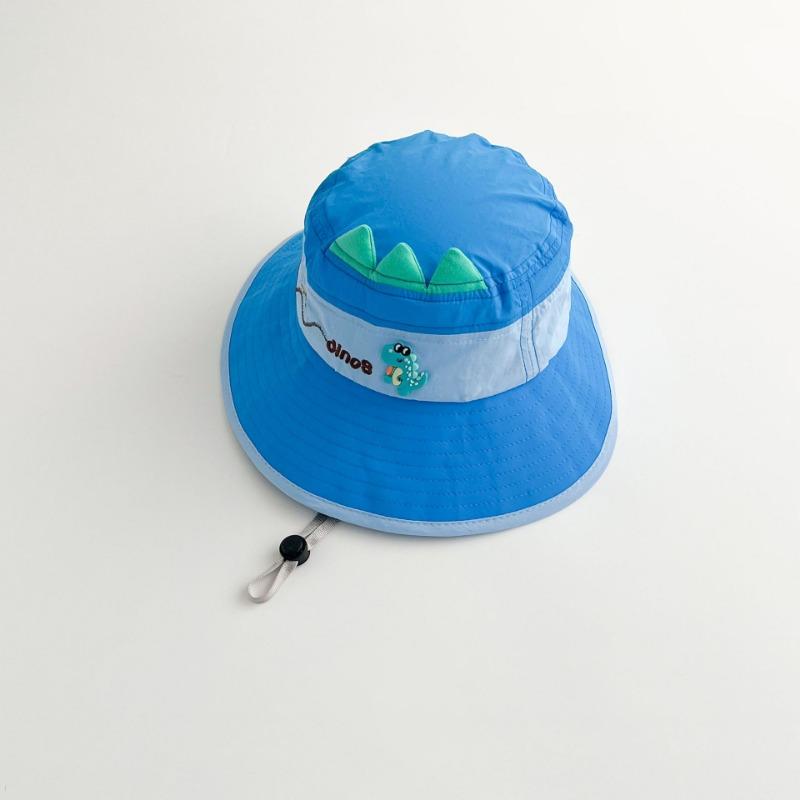 Kids Summer Hat 50-54cm Thin Cartoon Fisherman Cap Boys Girls Cute Dinosaur Sun Hat Breathable Mesh Panama Hat Toddler Baby