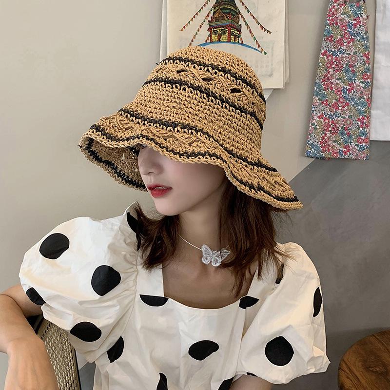 Women's Large Brim Foldable Breathable Straw Sun Hat for Summer Travel & Vacation