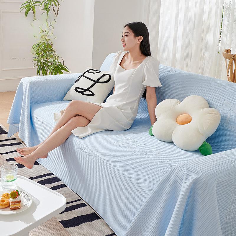 Летнее прохладное диванное полотенце однотонное простое диванное покрывало ткань универсальное нескользящее всеохватывающее искусственная кожа