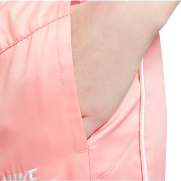 Nike Детские трикотажные спортивные штаны с однотонным принтом логотипа и манжетами на завязках, детские штаны розового цвета BV2751-697