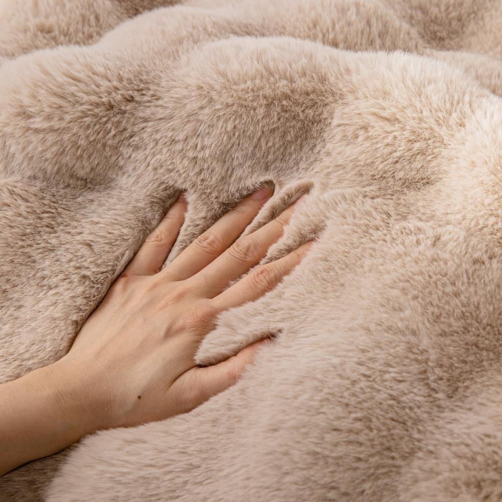 Velvet Hem Decor Thicken Imitation Rabbit Fur Plush Sofa Slipcover Non-slip Sofa Towel Couch Cushion Cover for Living Room