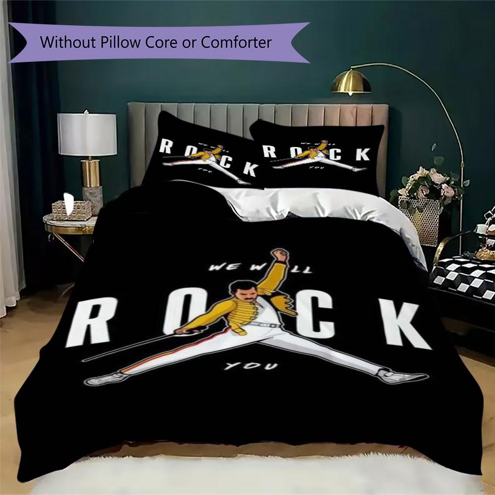 Queen Rock band Prints bedding, duvet cover and pillowcases, birthday gift (1 duvet cover + 2 pillowcases, pillow insert not included)JM001
