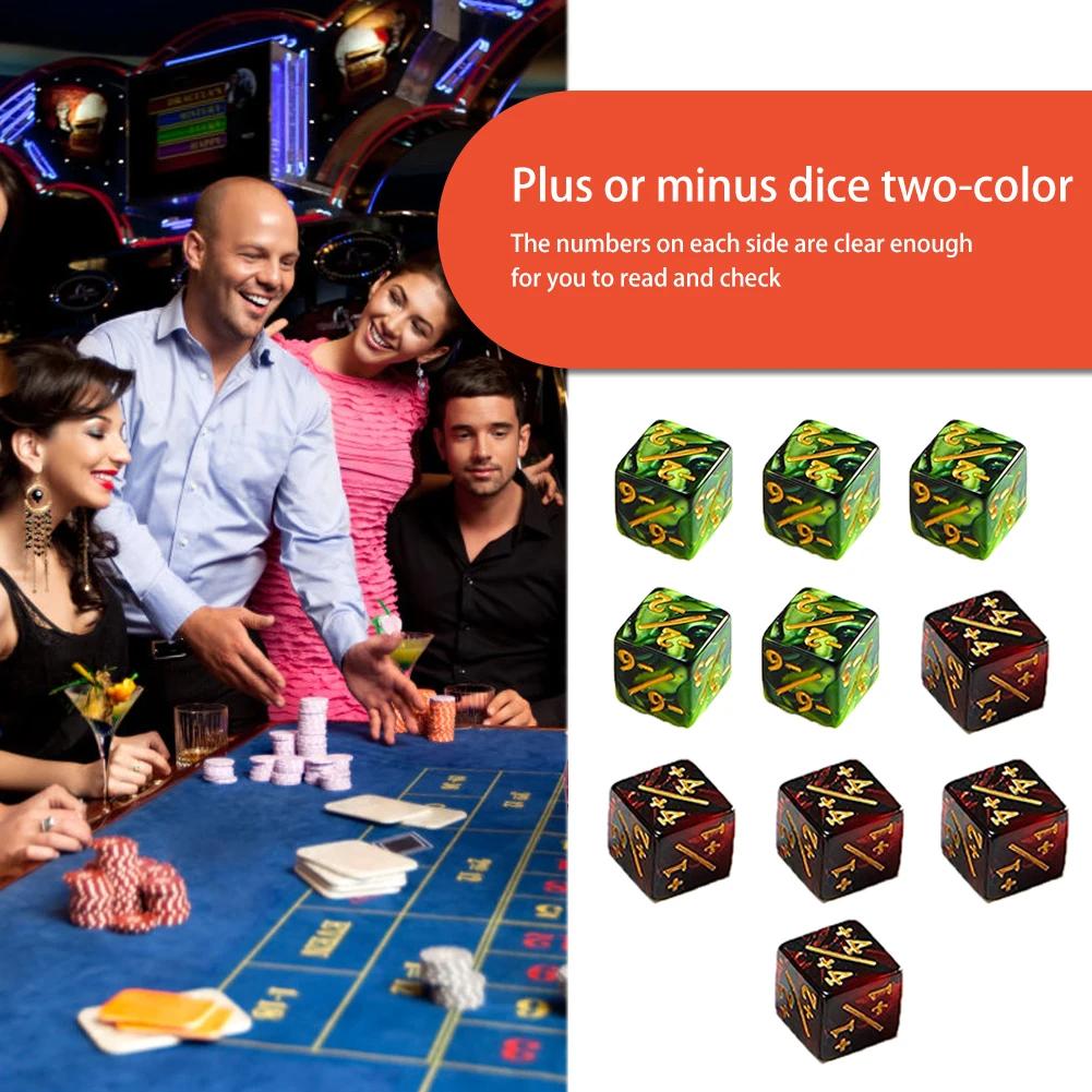 10x игральных костей 5 положительных +1/+1 и 5 отрицательных -1/-1 игральных костей для настольной игры Magic The Gathering Забавные игральные кости Арифметические игрушки
