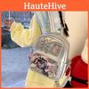 Simple Blocked Color Student Backpack With Transparent Compartment Display Badge