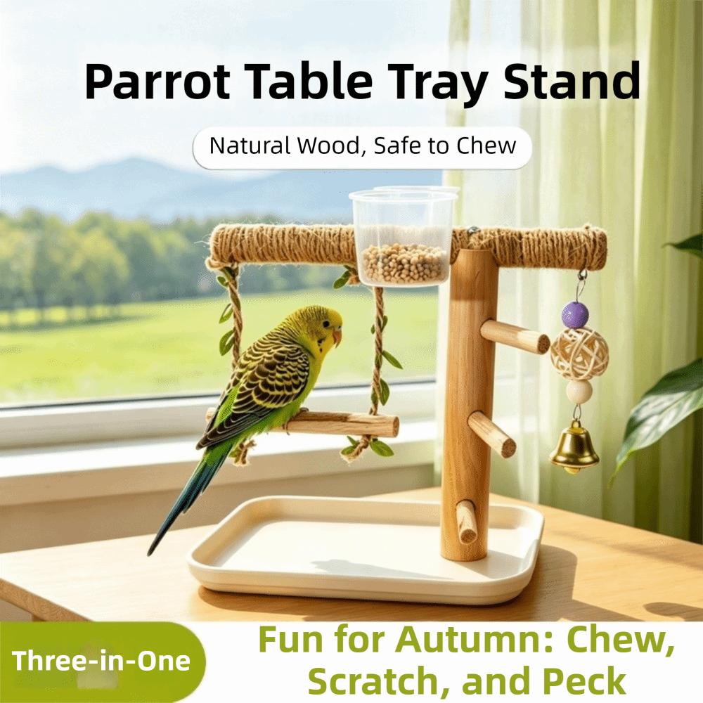 Durable Parrot Tray Rack Bite Resistant Bird Platform Food Box Parrot Perch Shelf Pet Interactive