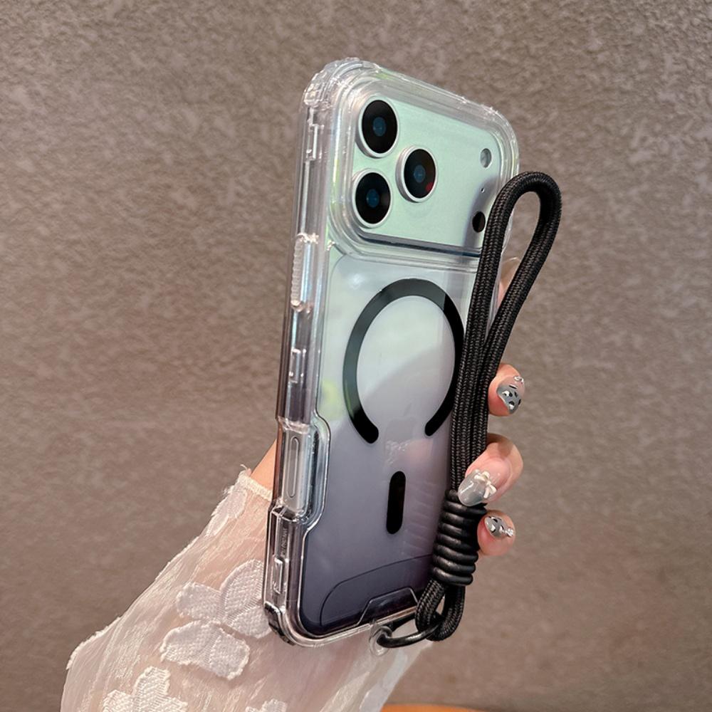 Для Чехол-ремешок с градиентом двойного цвета для For Iphone 17 16 1 Pro Max Air 14 Plus 11 12 13 Наручный ремешок Акриловая крышка