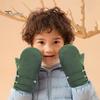 1 Pair Children Winter Mittens Thick Plush-lined Windproof Cartoon Dinosaur Cold Weather Outdoor Gloves Adjustable Fasten Strap Anti-Slip Ski Gloves