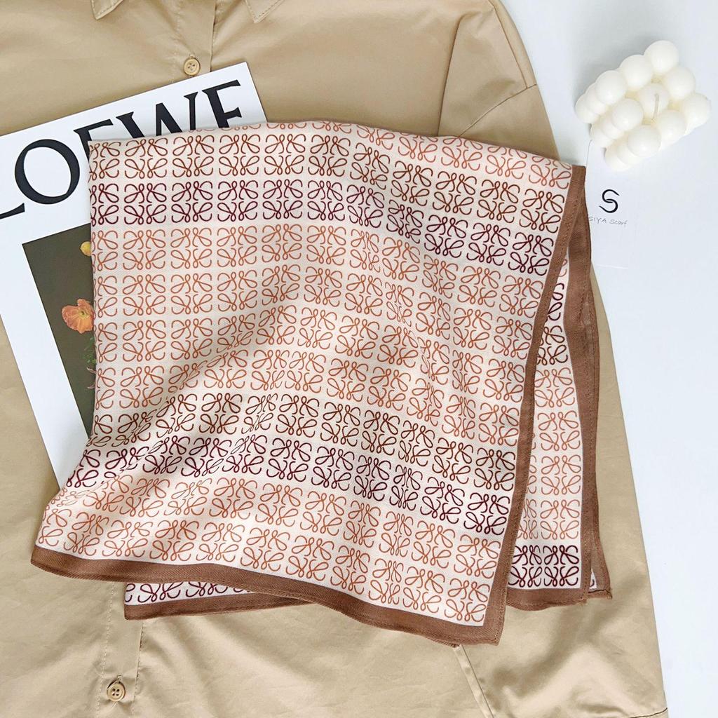 Korean Style Silk Square Scarf with Butterfly & Flower Print - Women's Fashion Accessory, Neck Tie, or Hair Scarf - Ideal Mother's Day Gift