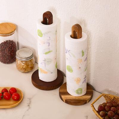 Деревянный держатель для бумажных полотенец Кухонная перфорированная стойка для хранения рулонной бумаги Ленивая тряпка Пластиковая пленка Пакет Стойка для хранения Кухонные аксессуары