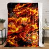 "Fiery Warrior with Flaming Beast" Patterned Flannel Blanket Perfect for the Bedroom Living Room, Sofa, or a Little Nap