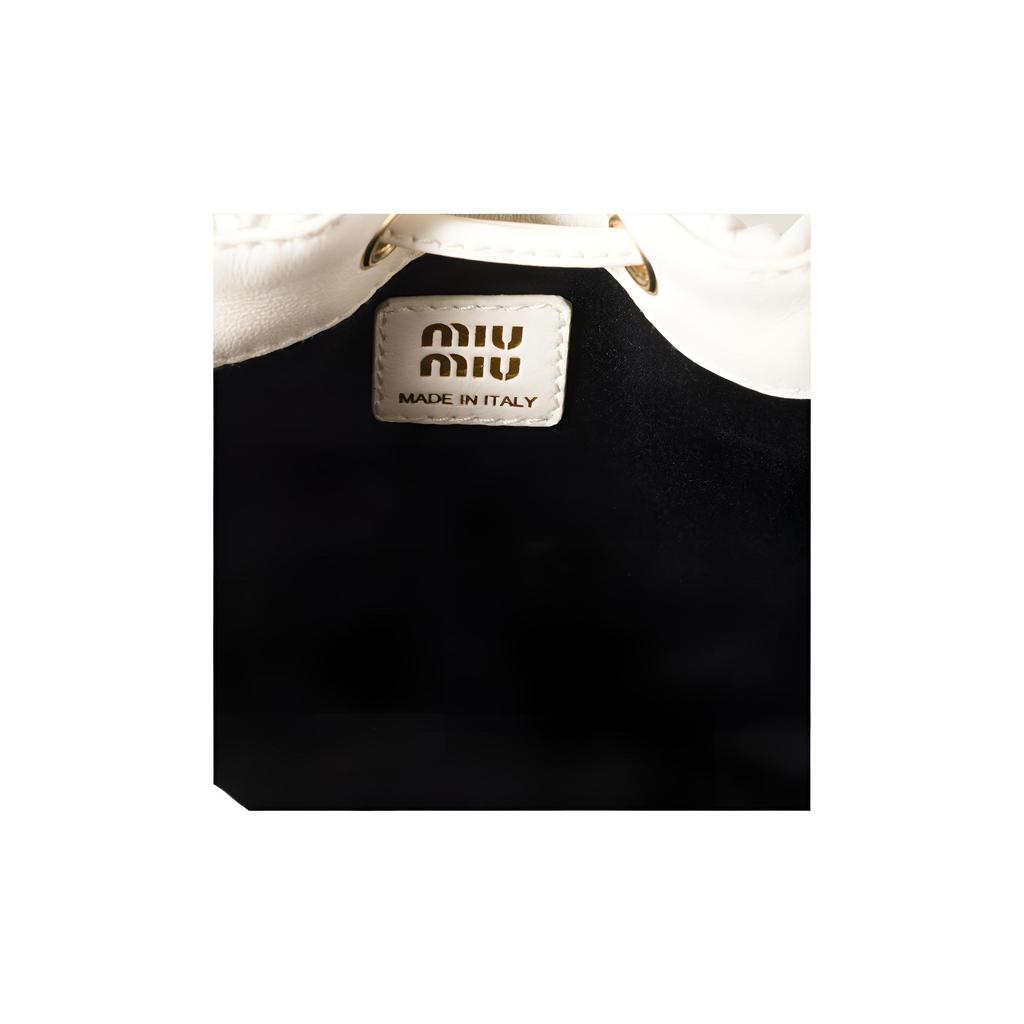 MIU MIU Matelassé Classic Logo Lambskin Handbag Women Handbags White 5ND022_AFPP_F0009