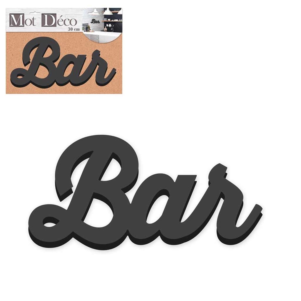 Les Trésors De Lily [Q6572] - 3D Wooden Decorative Word 'Bar' Black - 30x14x1. 5cm