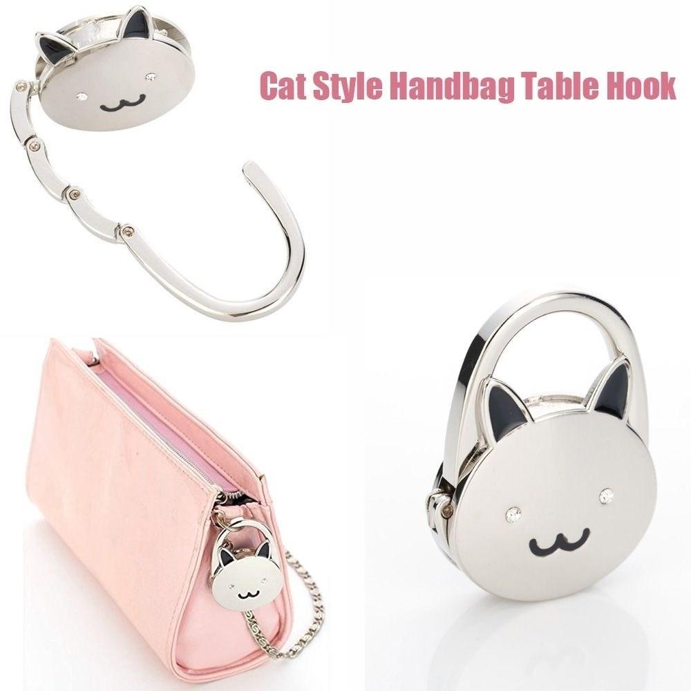 Metal Silver Tone Hook Cat Style Purse Hanging Hook Bag Holder Bag Hook Home Organization