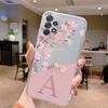 Чехол-буква для Samsung A32 A22 A12 A13 A33 Capa Модный чехол для телефона Розовые цветы Алфавит Прозрачный Прозрачная задняя панель Funda