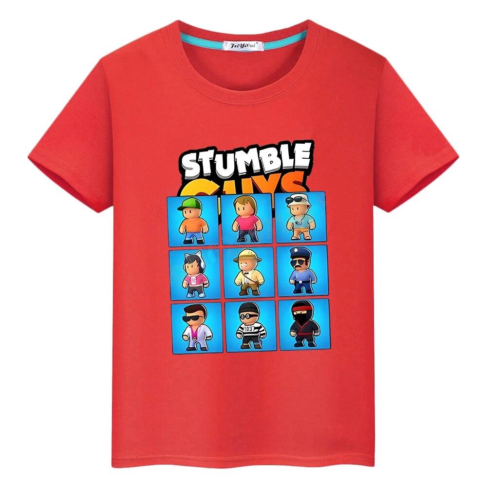 Короткая футболка из 100% хлопка для мальчиков Stumble Guys, футболка Kawaii Pride, цельная футболка y2k, повседневные футболки с принтом аниме, топы, детская одежда для девочек