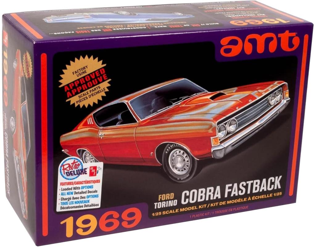 Platz AMT 1969 Ford Torino Cobra Fastback Plastic Model AMT1217 1/25 (Car)