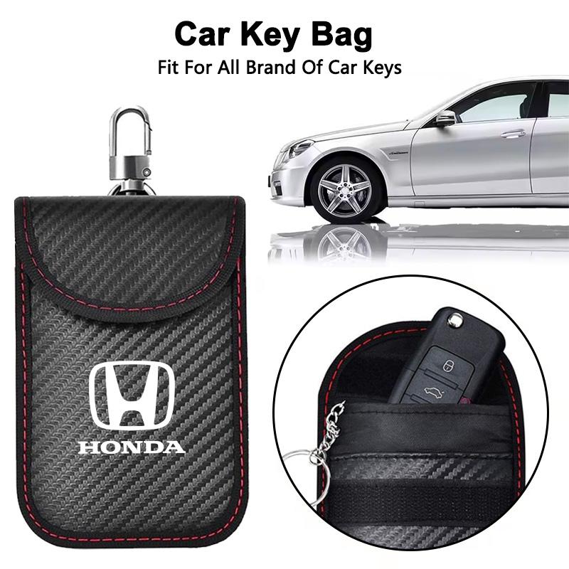 ARD1 Carbon Fiber Car Key Case Signal Blocker Bag RFID Shielding Pockets For Honda Civic Accord CR-V Fit Jazz Odyssey Vezel Pilot HRV