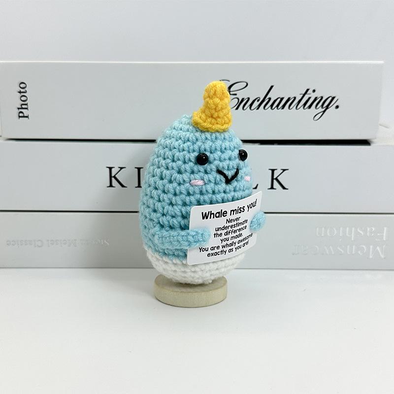 Emotional Inspirational Support Positive Crochet Narwhal Animals Doll Home Room Decoration Handmade Knitted Narwhal Ornament