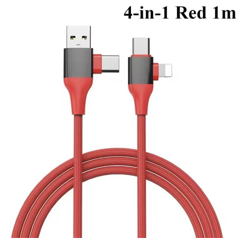 4-в-1 USB C кабель для зарядки с разъемом Type-C 5-в-1 USB-кабель Type C PD 65 Вт 27 Вт быстрая зарядка для iPhone Samsung Xiaomi Android
