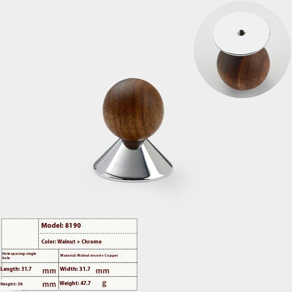 8190 25mm Diameter Round Ball Drawer Pull Knob Walnut Wood Brass Cabinet Wardrobe Door Handle