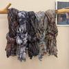 Pleated Ethnic Style Thin Autumn Winter Print Versatile Decoration Vintage Warm Scarf