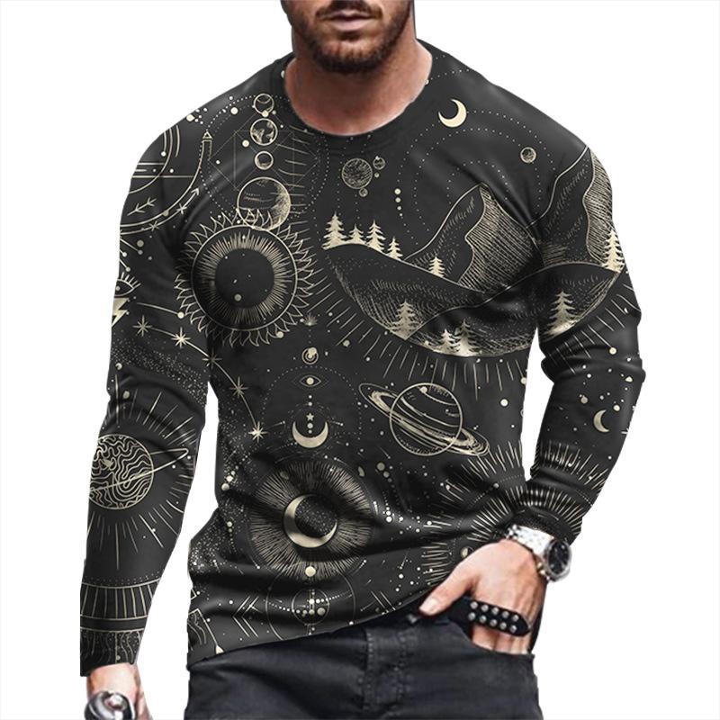Spring Autumn Men Casual 3D Digital Print Hip Hop T Shirt Men Sport Long Sleeve Round Neck Fitness Tops T Shirt