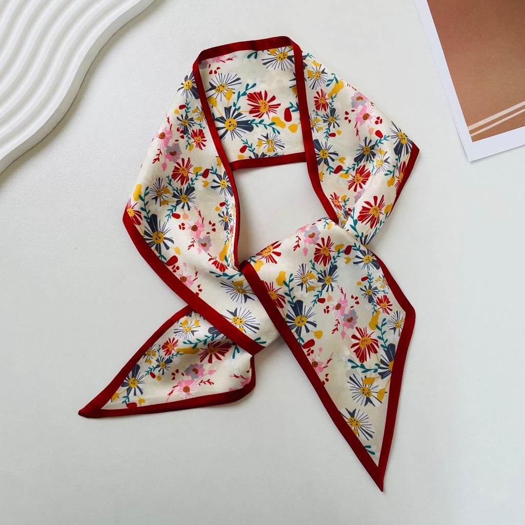 Women Scarf lady Wraps Elegant Floral Dot Spring silk scarves square Head Neck Hair Tie Band Neckerchief skinny