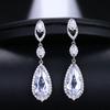 Emmaya Luxury Bridal Four Colors Vintage Allure Crystal Waterdrop Long Drop Cz Earrings For Women Wedding Jewelry Gift