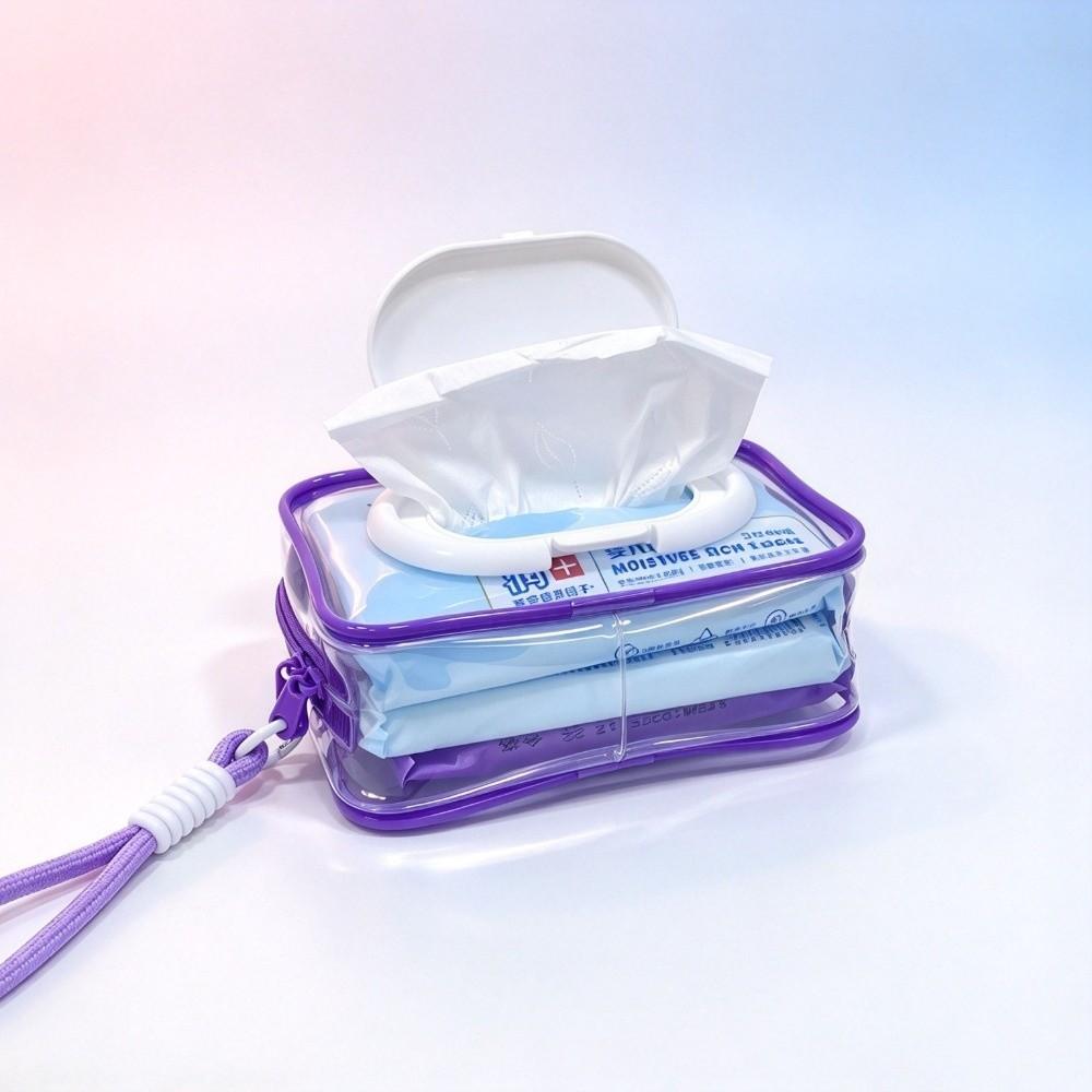 Tissue Organizer 2in1 Tissue Storage Bag Transparent Portable Napkin Storage Case PVC Dustproof Table Paper Container Daily Use
