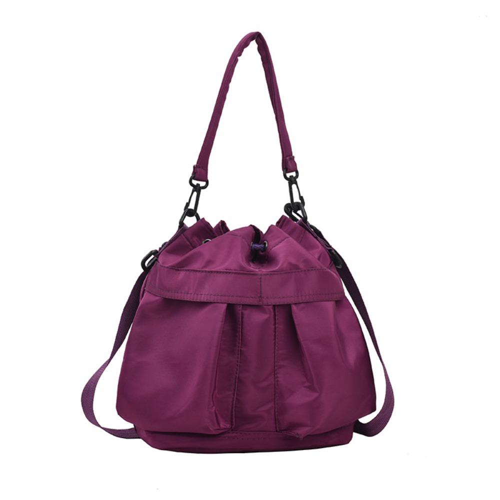 Portable Women Drawstring Bag Casual Solid Color Shoulder Bag Phone Crossbody Purse Travel