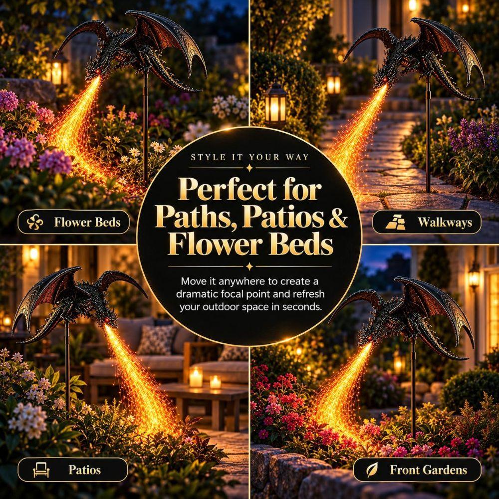 Waterproof Solar Dragon Fire Garden Light Resin Solar Garden Light for Lawn Yard Patio Decor