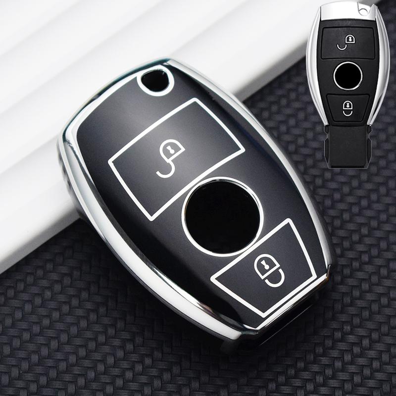 2 кнопки ТПУ чехол для ключей от машины Защитный чехол для Mercedes Benz ABCER Class GLS GLA GLK GLC CLS CLA AMG W204 W205 W212 W463 W176 аксессуары