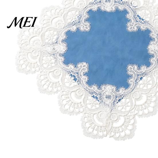 Nightstand Protector Square Lace Cover, Vintage Style Side Table Waterproof Bedside Heat Insulation Mat for Coffee Spill Resistant Cover