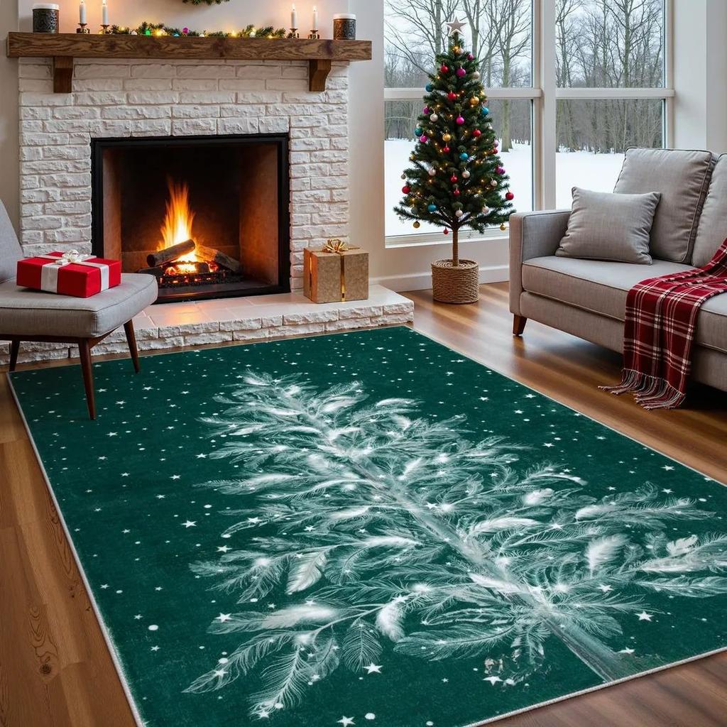 American Christmas Living Room Carpet Home Decoration Large Area Lint-free Rugs Bedroom Bedside Antiskid Easy Cleaning Foot Mat